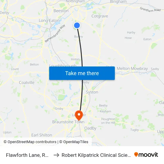 Flawforth Lane, Ruddington to Robert Kilpatrick Clinical Sciences Building map
