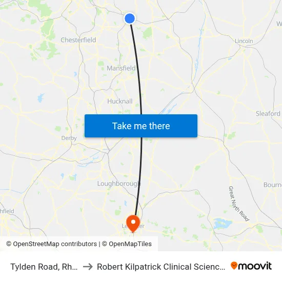 Tylden Road, Rhodesia to Robert Kilpatrick Clinical Sciences Building map