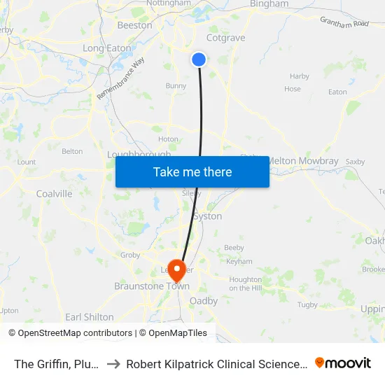 The Griffin, Plumtree to Robert Kilpatrick Clinical Sciences Building map