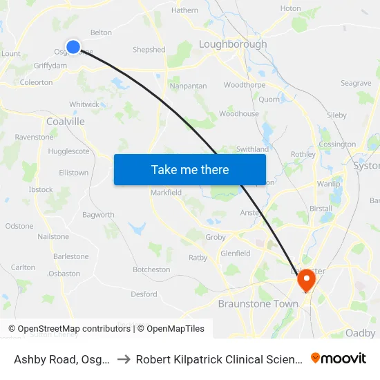 Ashby Road, Osgathorpe to Robert Kilpatrick Clinical Sciences Building map
