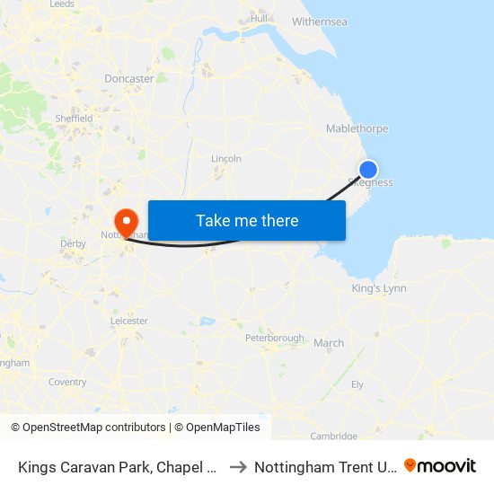 Kings Caravan Park, Chapel St Leonards to Nottingham Trent University map