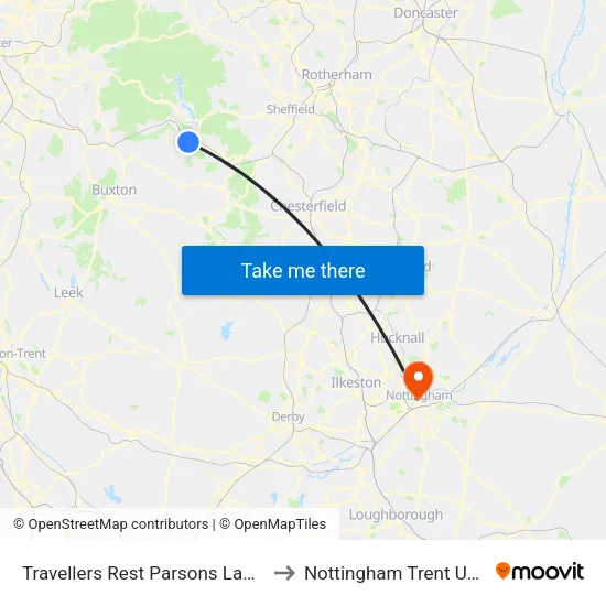 Travellers Rest Parsons Lane, Brough to Nottingham Trent University map