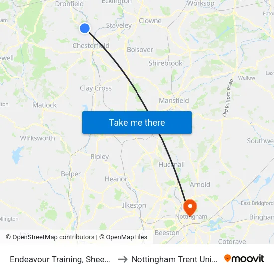 Endeavour Training, Sheepbridge to Nottingham Trent University map