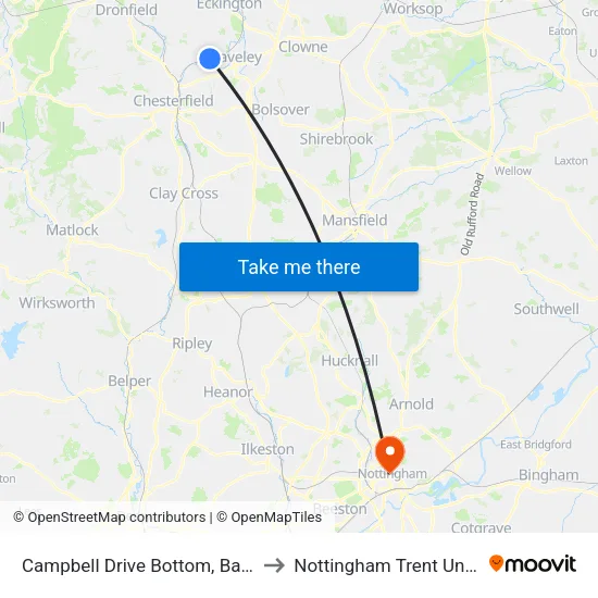 Campbell Drive Bottom, Barrow Hill to Nottingham Trent University map
