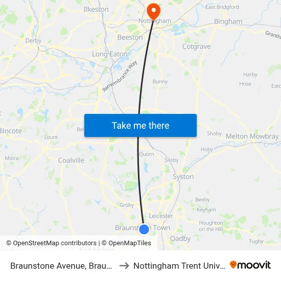 Braunstone Avenue, Braunstone to Nottingham Trent University map