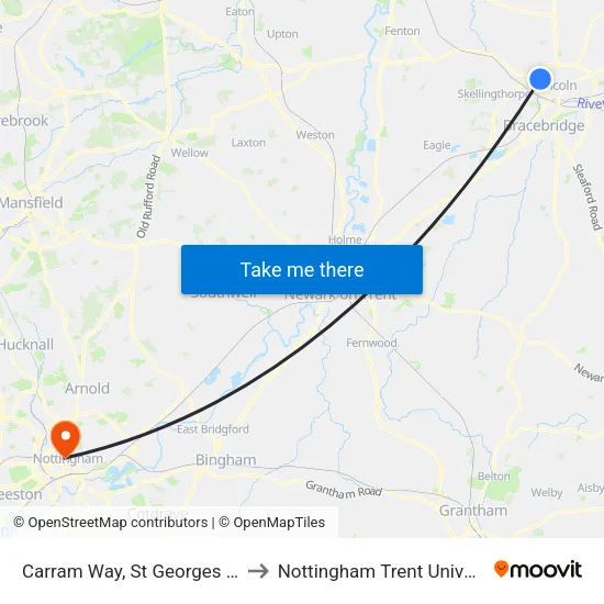 Carram Way, St Georges Park to Nottingham Trent University map