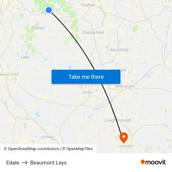 Edale to Beaumont Leys map