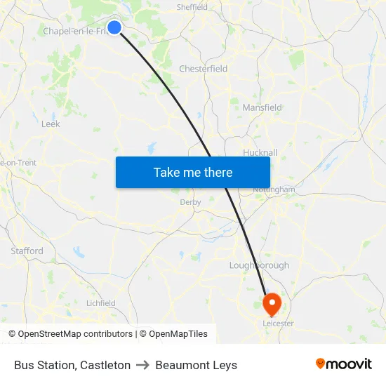 Bus Station, Castleton to Beaumont Leys map