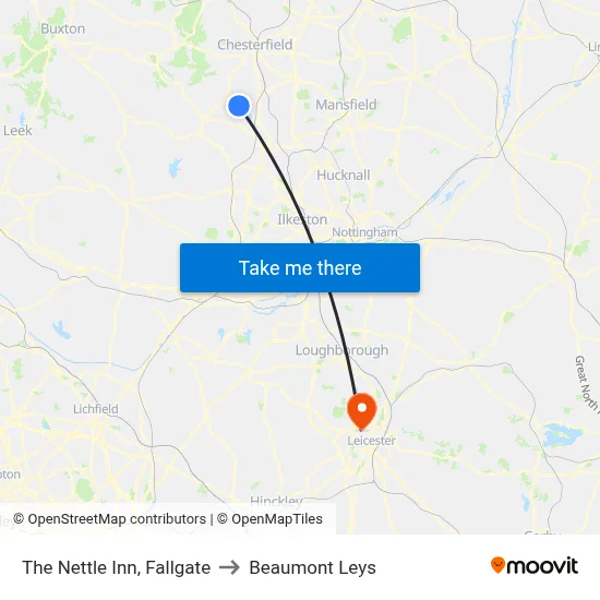The Nettle Inn, Fallgate to Beaumont Leys map