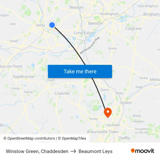 Winslow Green, Chaddesden to Beaumont Leys map