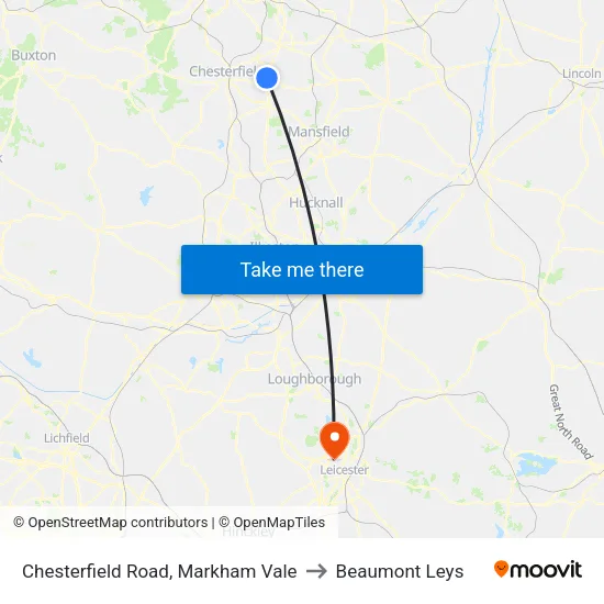 Chesterfield Road, Markham Vale to Beaumont Leys map