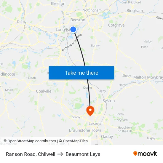 Ranson Road, Chilwell to Beaumont Leys map