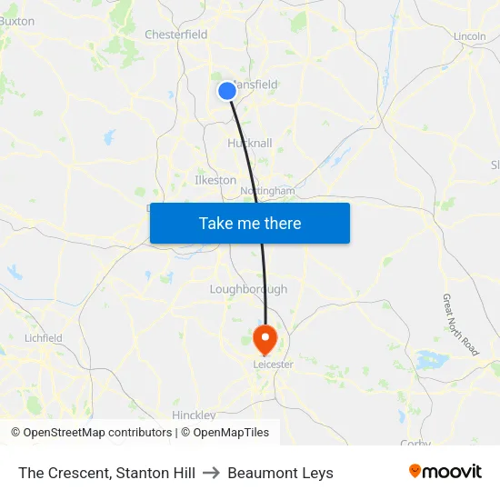 The Crescent, Stanton Hill to Beaumont Leys map