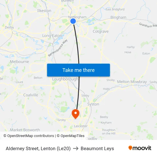 Alderney Street, Lenton (Le20) to Beaumont Leys map