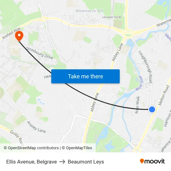Ellis Avenue, Belgrave to Beaumont Leys map
