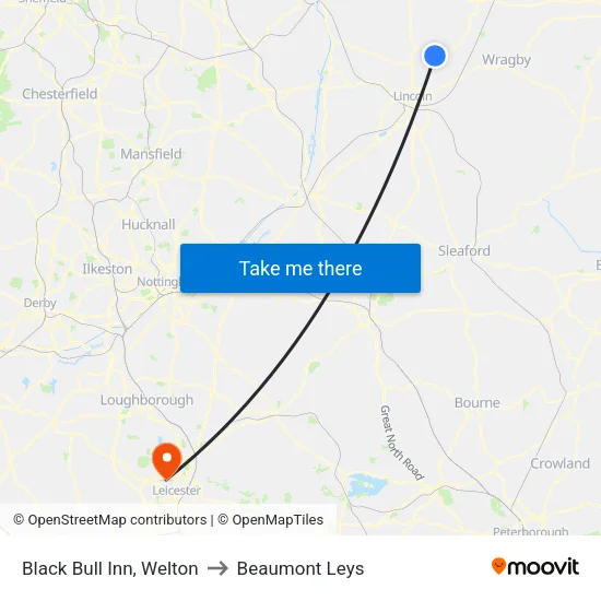 Black Bull Inn, Welton to Beaumont Leys map