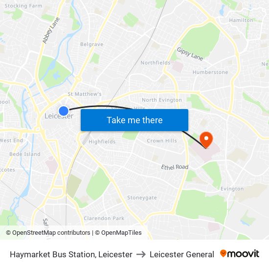 Haymarket Bus Station, Leicester to Leicester General map