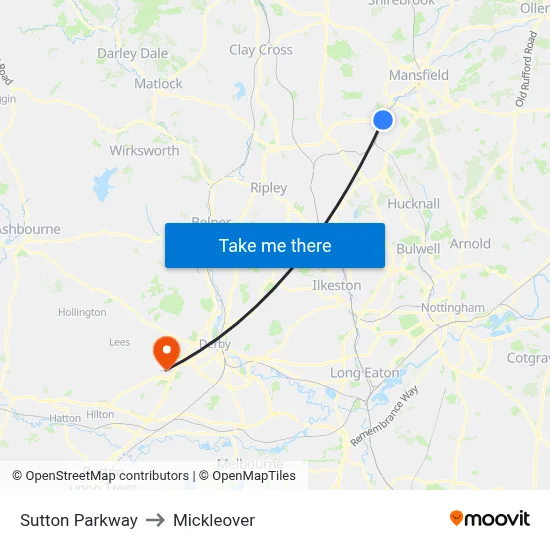 Sutton Parkway to Mickleover map