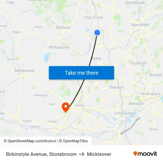 Birkinstyle Avenue, Stonebroom to Mickleover map
