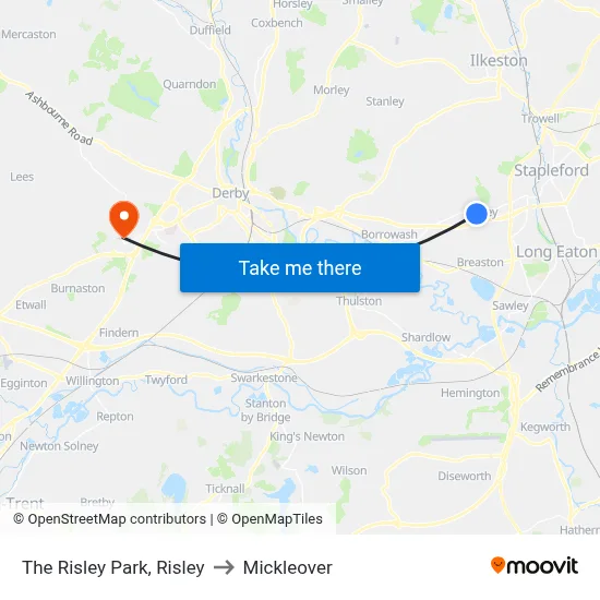 The Risley Park, Risley to Mickleover map