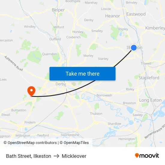 Bath Street, Ilkeston to Mickleover map