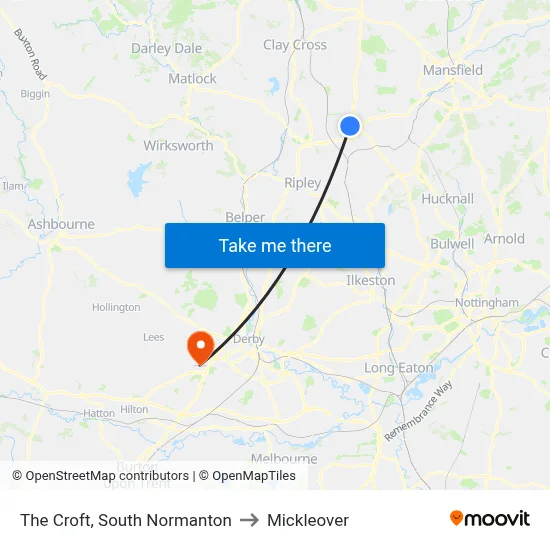 The Croft, South Normanton to Mickleover map