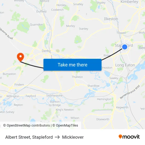 Albert Street, Stapleford to Mickleover map