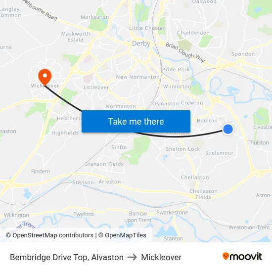 Bembridge Drive Top, Alvaston to Mickleover map