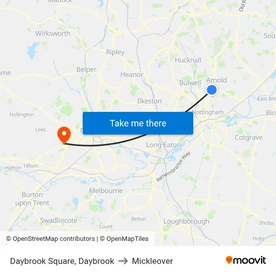 Daybrook Square, Daybrook to Mickleover map
