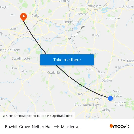Bowhill Grove, Nether Hall to Mickleover map