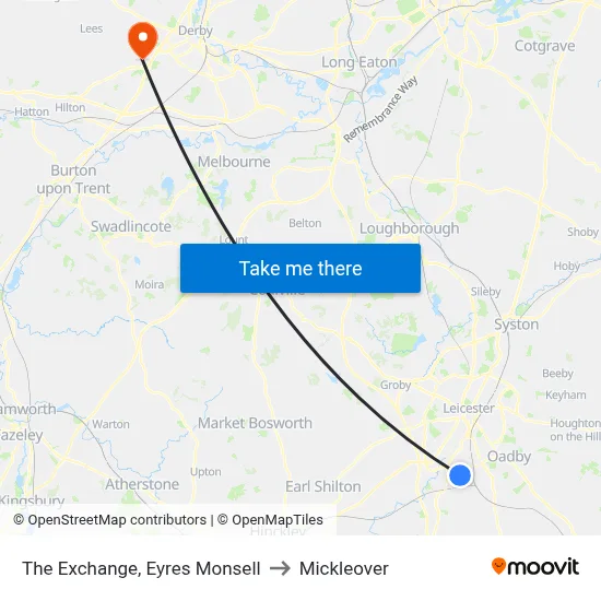 The Exchange, Eyres Monsell to Mickleover map