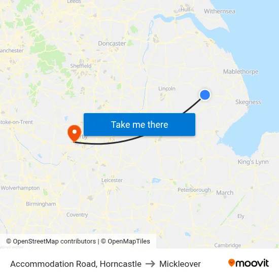 Accommodation Road, Horncastle to Mickleover map