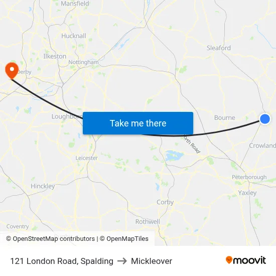 121 London Road, Spalding to Mickleover map