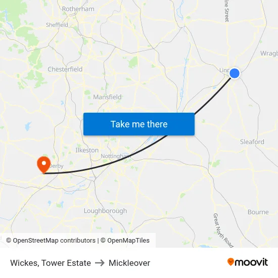 Wickes, Tower Estate to Mickleover map