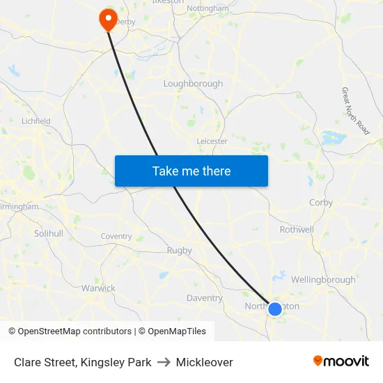 Clare Street, Kingsley Park to Mickleover map