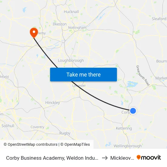 Corby Business Academy, Weldon Industry to Mickleover map