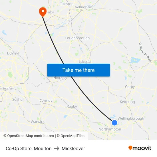 Co-Op Store, Moulton to Mickleover map