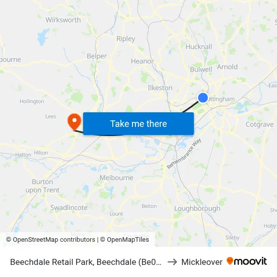 Beechdale Retail Park, Beechdale (Be01) to Mickleover map
