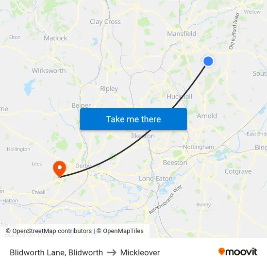 Blidworth Lane, Blidworth to Mickleover map