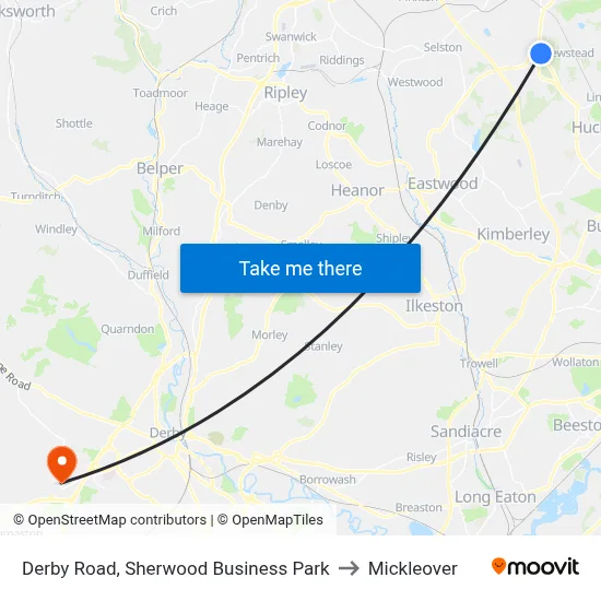 Derby Road, Sherwood Business Park to Mickleover map