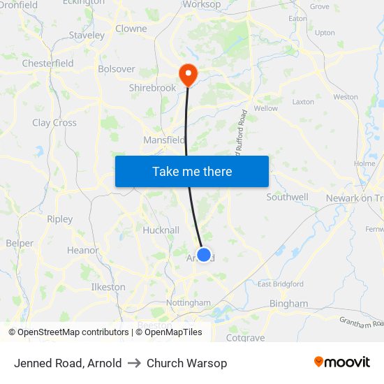 Jenned Road, Arnold to Church Warsop map