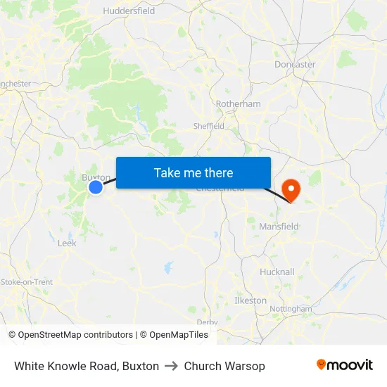 White Knowle Road, Buxton to Church Warsop map