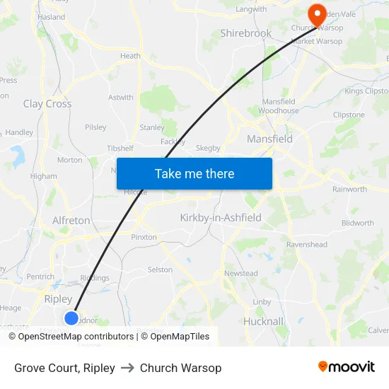 Grove Court, Ripley to Church Warsop map