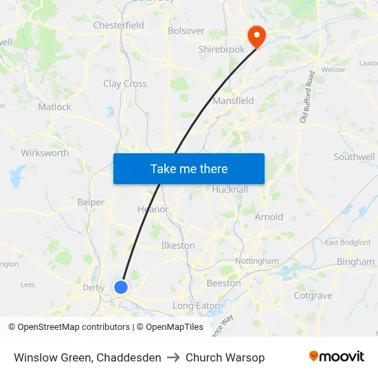 Winslow Green, Chaddesden to Church Warsop map