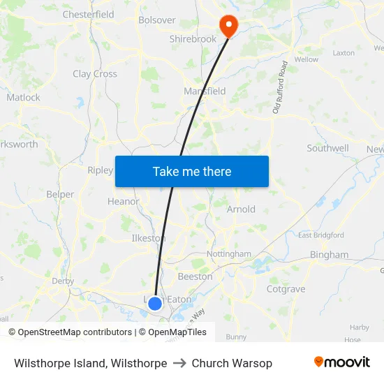 Wilsthorpe Island, Wilsthorpe to Church Warsop map