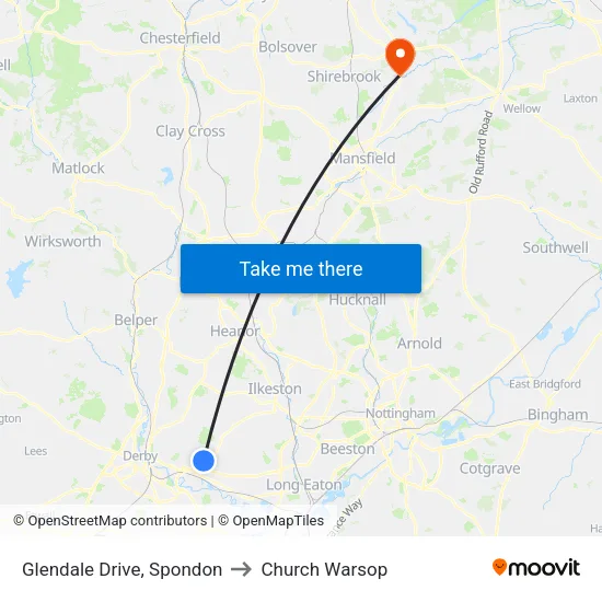 Glendale Drive, Spondon to Church Warsop map