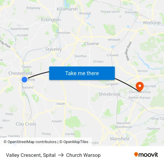 Valley Crescent, Spital to Church Warsop map