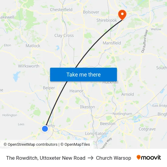 The Rowditch, Uttoxeter New Road to Church Warsop map