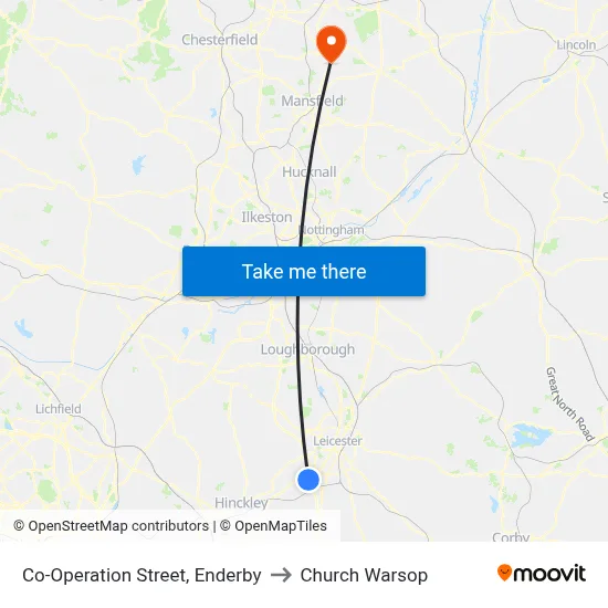 Co-Operation Street, Enderby to Church Warsop map
