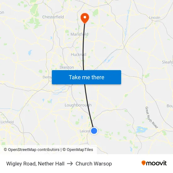 Wigley Road, Nether Hall to Church Warsop map